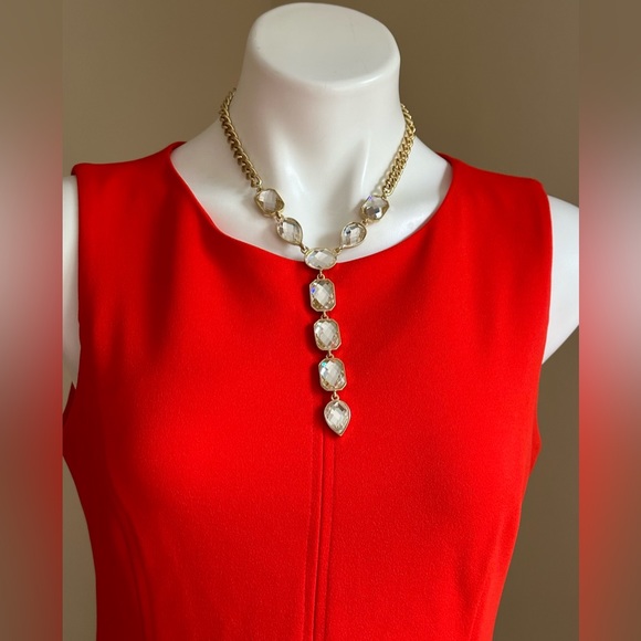 Tommy Hilfiger Bright Red Midi Sleeveless Dress SZ 8 Zipper In Back with Symbol - Picture 4 of 12